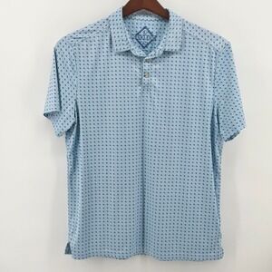 Burlebo Mens Texas State Map Print Performance Polo Shirt Light Blue Large